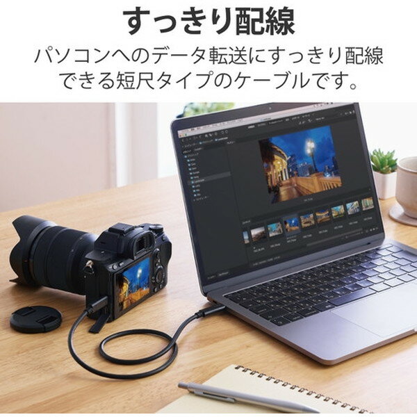 エレコム カメラケーブル Type-Cケーブル USBC-USBC USB3.1 50cm DGW-U3CC05NBK(1個)