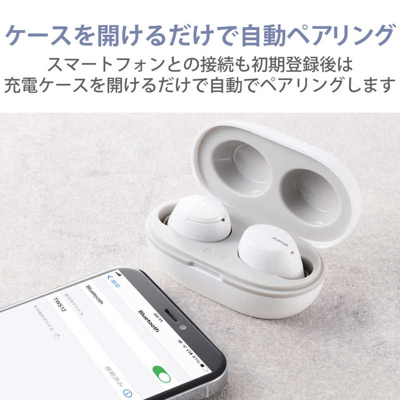 エレコム ワイヤレスイヤホン Bluetooth 無線 AAC対応 ホワイト LBT-TWS12WH(1個)