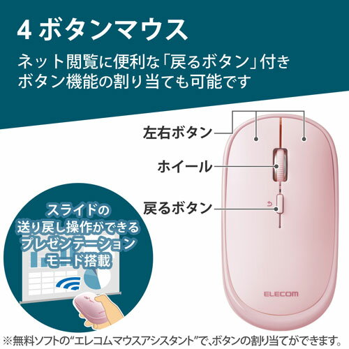 ELECOM Slint モバイルマウス ピンク M-TM15BBPN