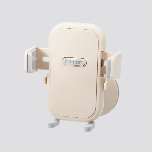 エレコム スマホスタンド 壁付け 吸盤式 角度調節可 耐荷重250g アイボリー(1個)