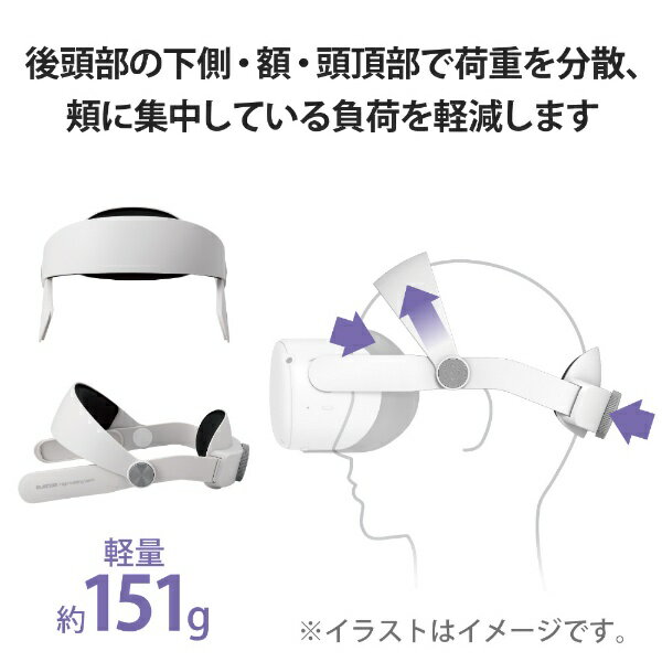 エレコム Oculus Meta Quest 2 ヘッドバンド ストラップ ハードタイプ ホワイト(1個)