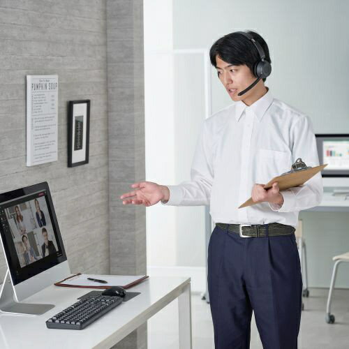 ELECOM オーバーヘッドタイプ充電台付ステレオBluetoothヘッドセット LBT-HSOH21BK