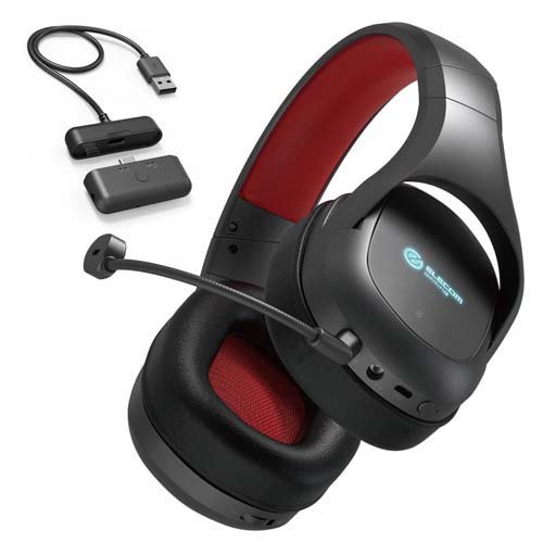 エレコム ゲーミングヘッドセット ワイヤレスヘッドホン 3Dサラウンド対応 ブラック(1個)