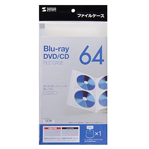 サンワサプライ blu-rayディスクファイルケース  収納 クリア fcd-flbd64c
