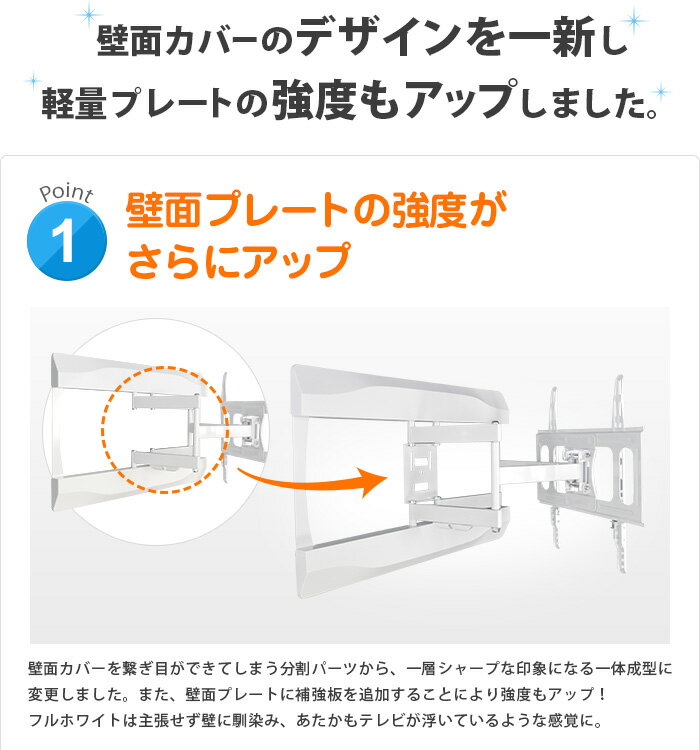 ［新品未開封］テレビ壁掛け金具　PRM-LT19M ホワイト 楽天市場】【ポイント2倍アップ中】 テレビ 壁掛け 金具 アーム