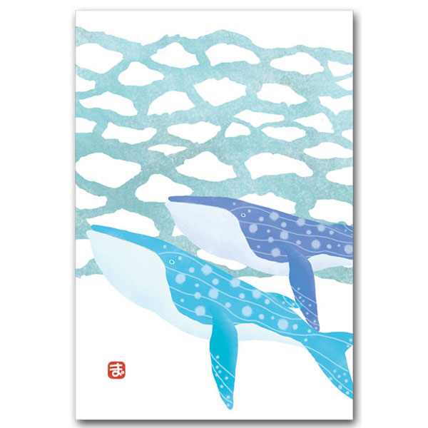 楽天市場 和道楽 デジタル貼り絵 ナチュラルイラストポストカード くじら 価格比較 商品価格ナビ