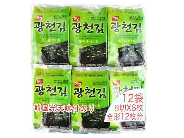 楽天市場】韓国のりジャパン 韓国のりジャパン 韓国光天味付のり 8切8枚 12袋 | 価格比較 - 商品価格ナビ