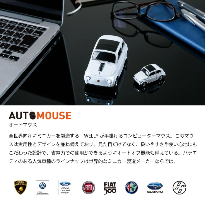 オートマウス フィアット 500 オールド ホワイト 無線マウス Fiat Nuova 500 Old White Wireless Mouse 655928