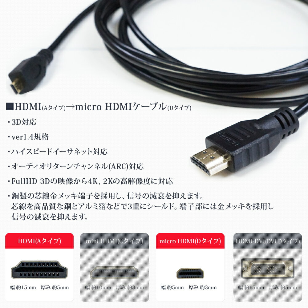 楽天市場】ドライブワールド マイクロ hdmi micro hdmiケーブル タイプaオスータイプdオス 24金メッキ xca243 | 価格比較 -  商品価格ナビ