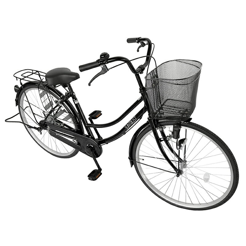 自転車 シンプルフレームママチャリ サントラスト ママチャリ 軽快車 ブラック/黒色 自転車 SUNTRUST -裾 SUSO