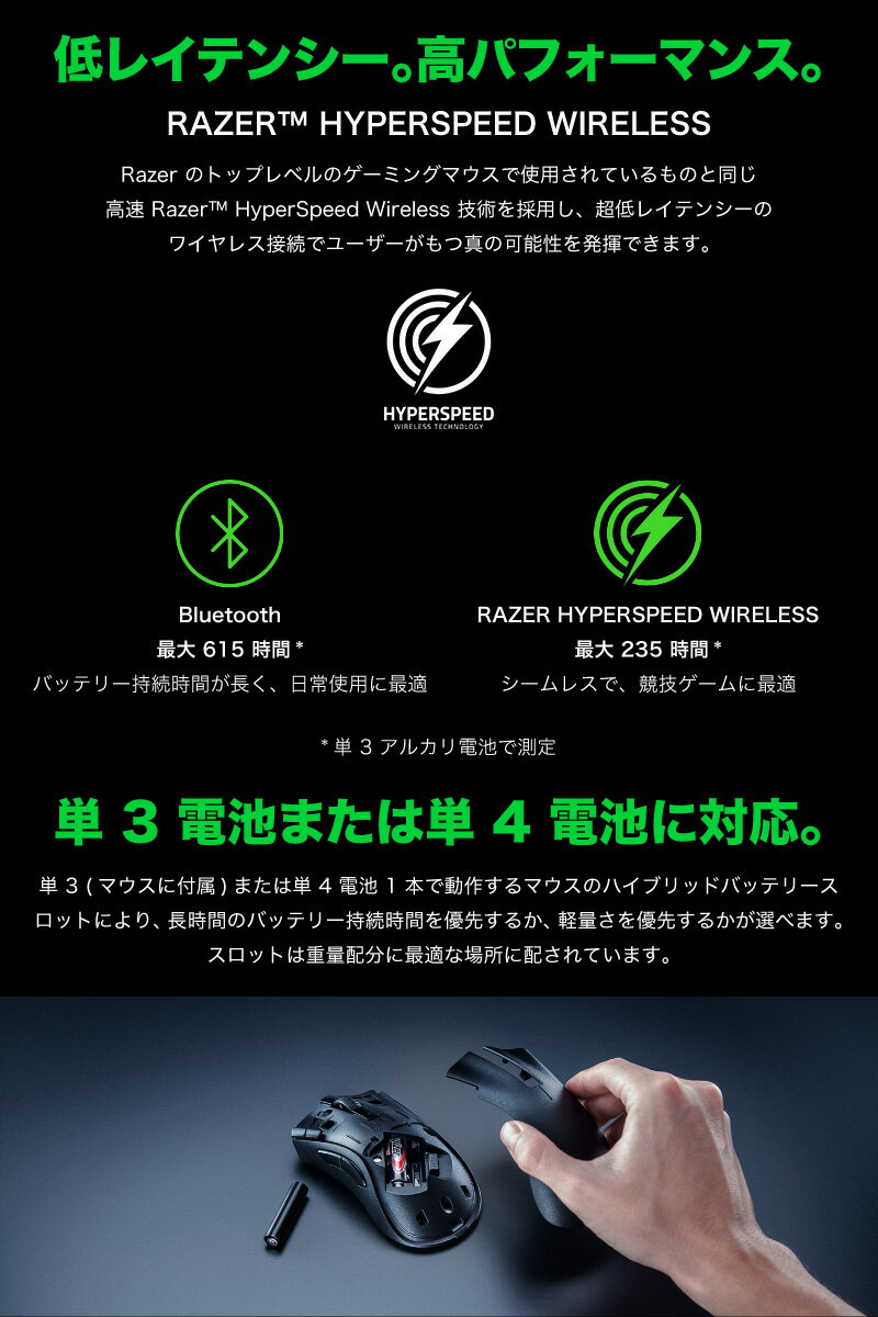 RAZER ゲーミングマウス DeathAdder V2 X HyperSpeed RZ01-04130100-R3A1