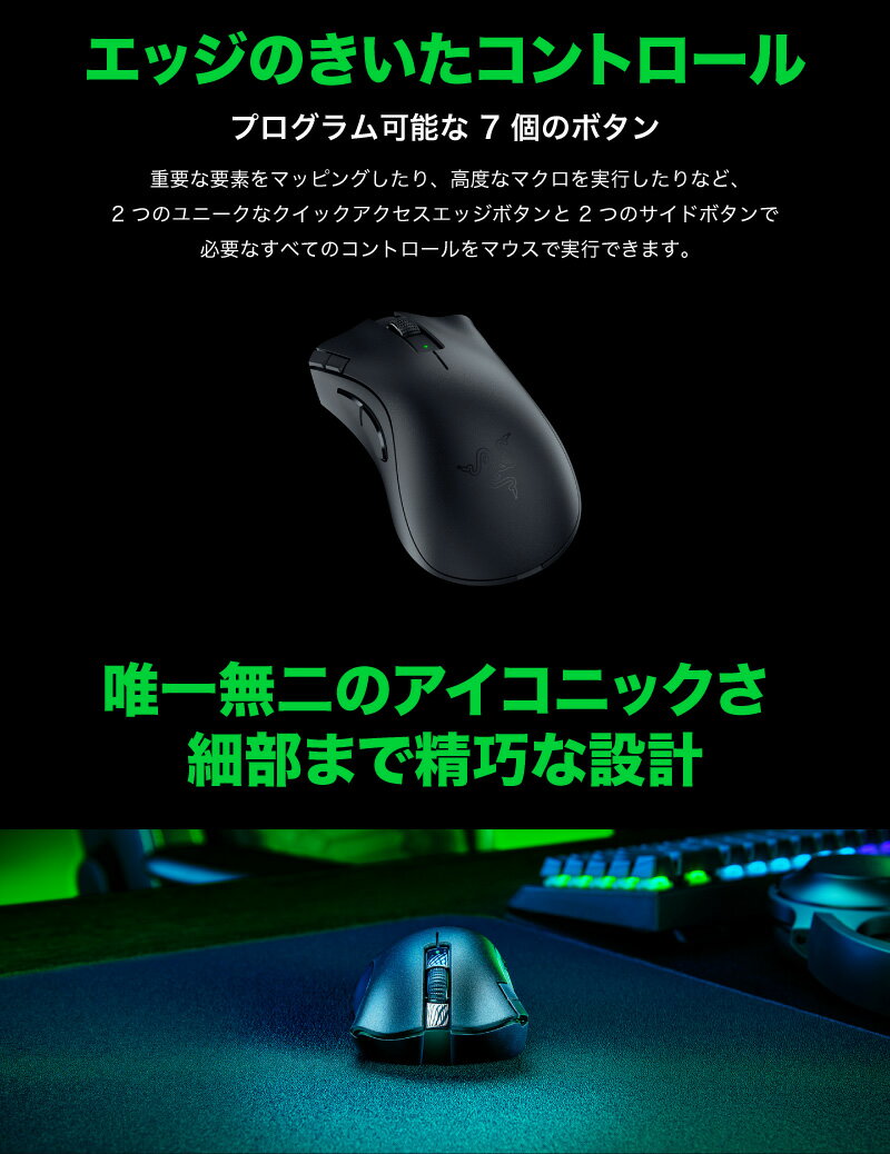 RAZER ゲーミングマウス DeathAdder V2 X HyperSpeed RZ01-04130100-R3A1