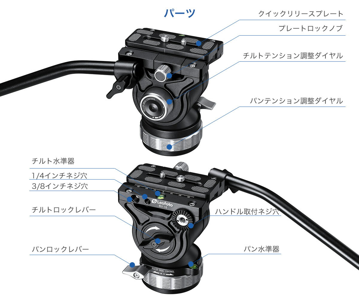 楽天市場】ワイドトレード レオフォト BV-15 ビデオ雲台 プレート付属