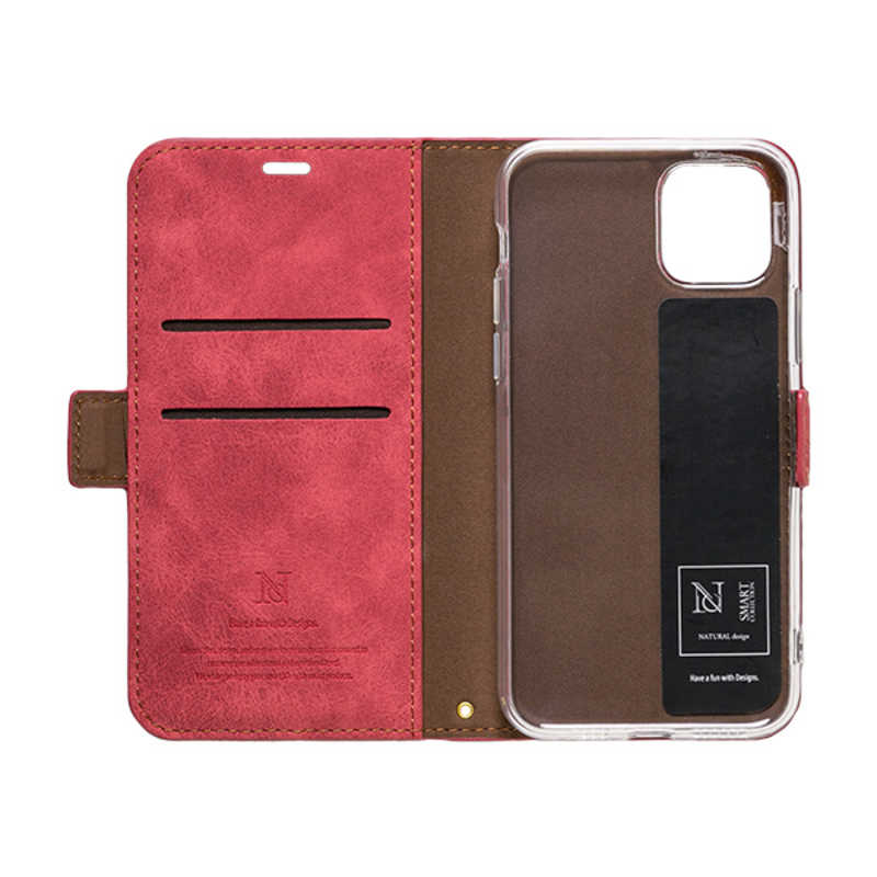 NATURALdesign iPhone 12 mini用手帳型ケース STYLE NATURAL レッド IP20_54-VS05