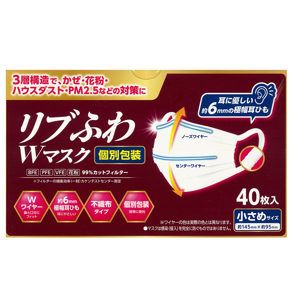 リブふわマスク 小さめサイズ 100枚 マスク 不織布 小さめ mask - 衛生