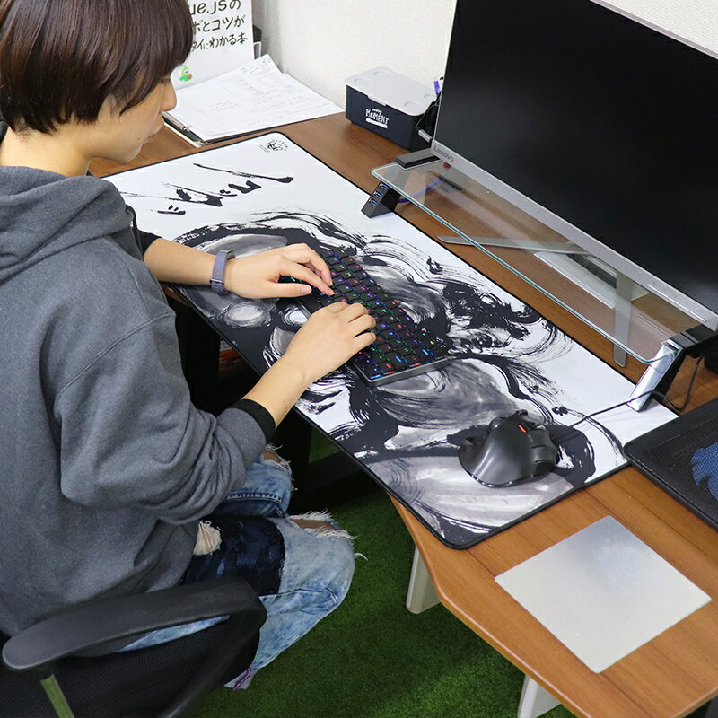 アートデザイン ゲーミングマウスパッド XXL 水墨画 相撲 ノコッタ