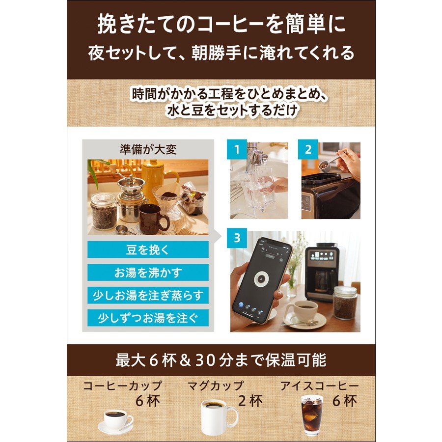 +Style スマート全自動コーヒーメーカー PS-CFE-W01
