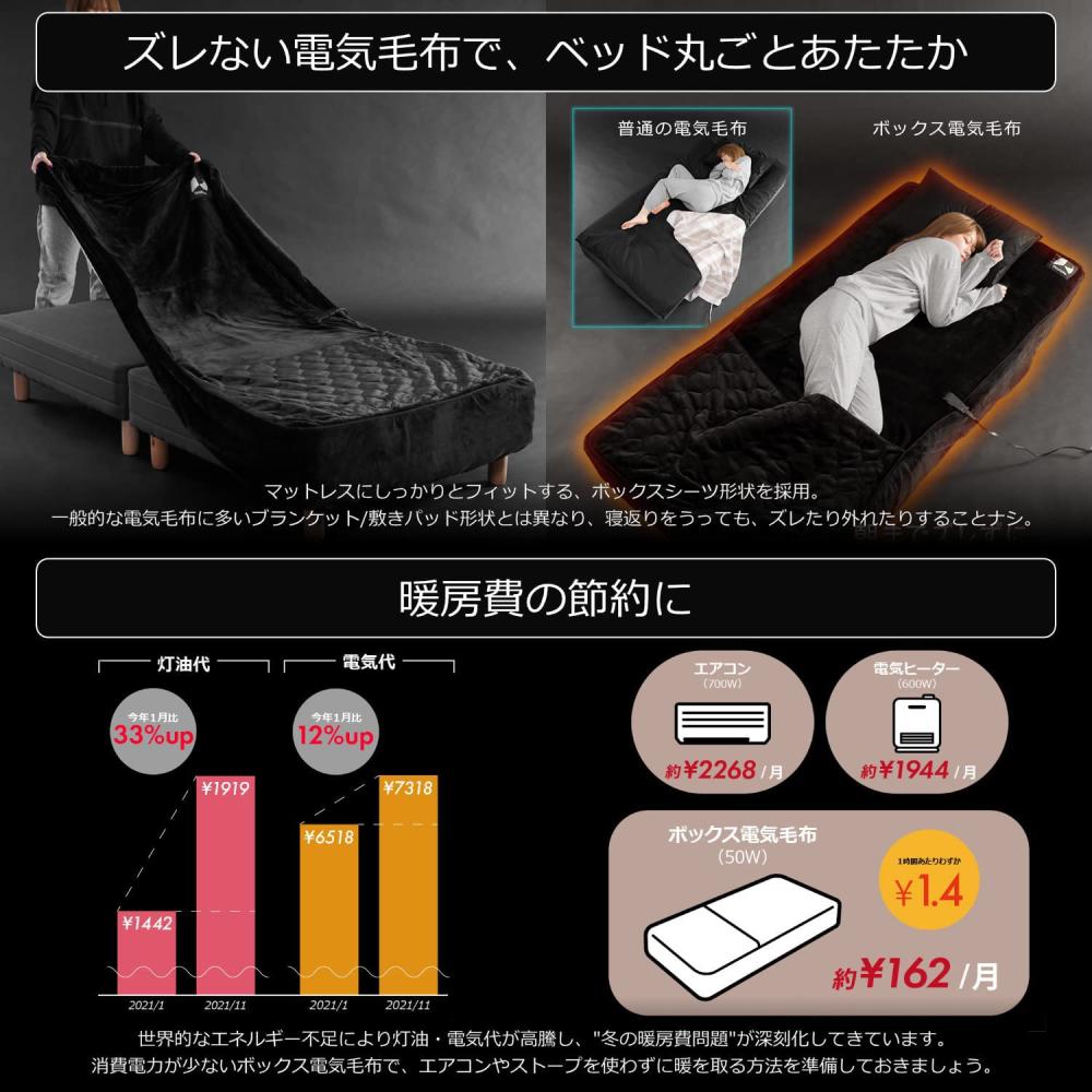 Bauhutte ボックス電気毛布 BEB-140D
