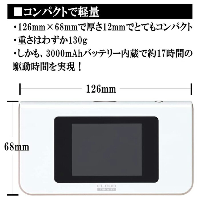 楽天市場】AIR-U DHA Corporation CAW20A101 Cloud AIR-WIFI SIMフリー 