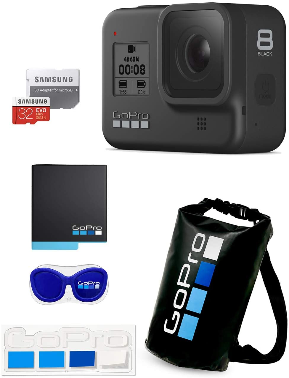 【楽天市場】VYPER JAPAN GoPro HERO8 Black CHDHX-801-FW +予備バッテリー +認定microSDカード32GB +メガホルダー(青)&ドライバッグ