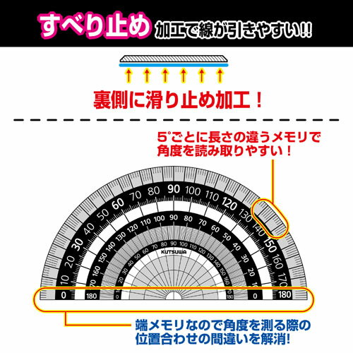クツワ ブラック分度器 9cm KB030
