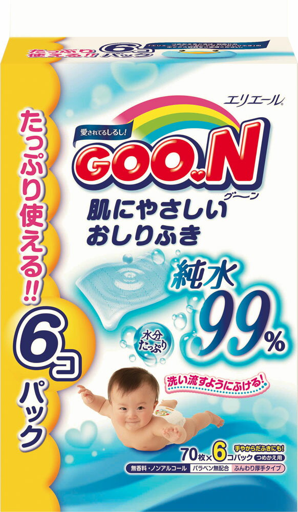 楽天市場 大王製紙 グーン 肌にやさしいおしりふき つめかえ用 70枚入 6コパック 価格比較 商品価格ナビ