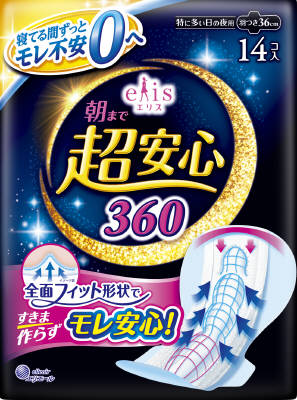 楽天市場】大王製紙 エリス 朝まで超安心360 特に多い日の夜用 羽つき