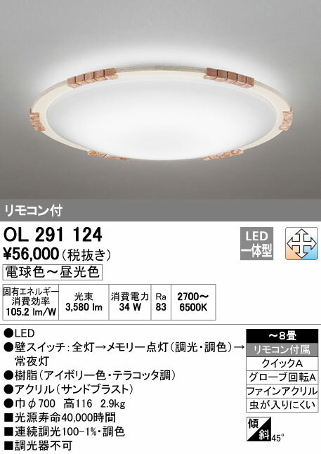 【楽天市場】オーデリック オーデリック OL291124 シーリングライト LED | 価格比較 - 商品価格ナビ