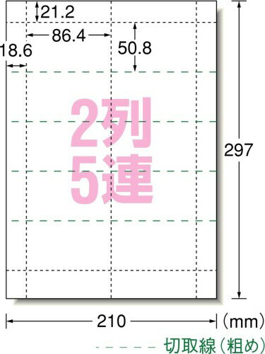 パソコンで手作りチケット 各種プリンタ兼用紙 白無地A4判 2列5連 連続タイプ 20シート(200片)