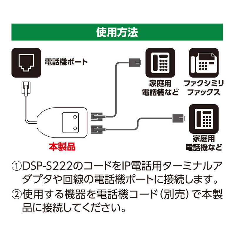 MCO 電話回線2分配器 自動切替 IP対応 DSP-S222