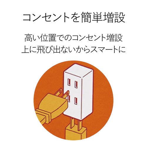 エレコム 延長コード 電源タップ 3個口 トリプル前面2個口+下面1個口 T-TR02-2300WH(1個入)