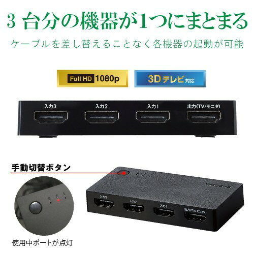 優れた仕上がりの-ELECOM DH-SW4KC41BK HDMI切替器/• 4K60Hz対応/ 4