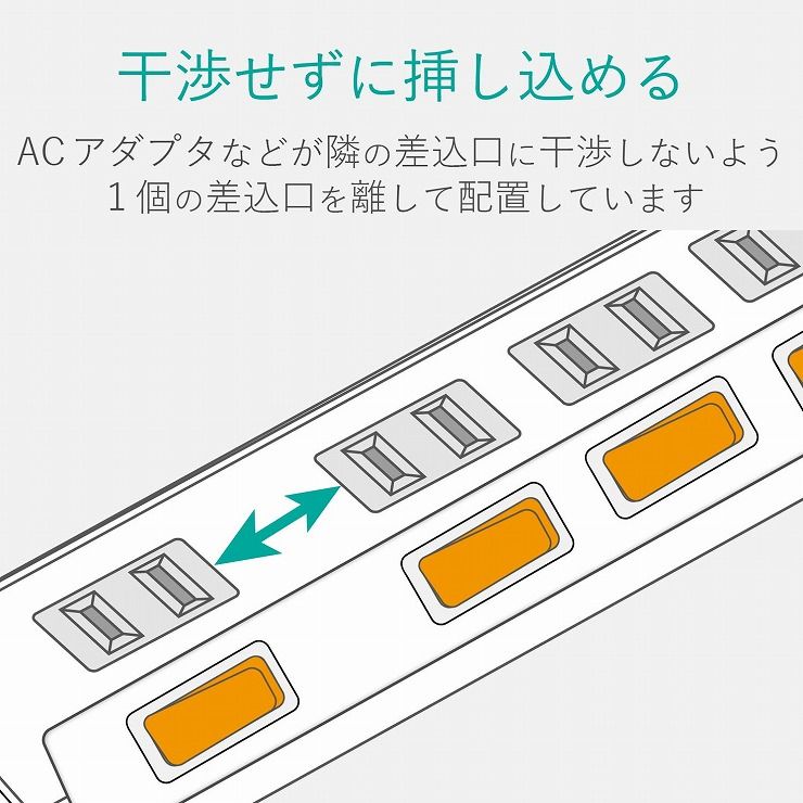 エレコム 延長コード 電源タップ 2.5m 2P 6個口 個別スイッチ AVT-K6A-2625BK(1個)