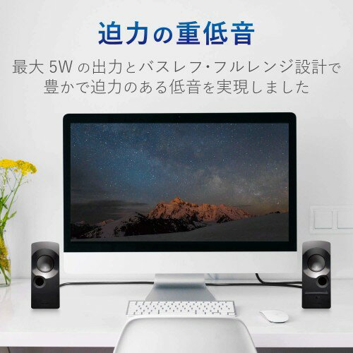 ELECOM パソコン用2.0ch重低音スピーカー MS-P09UXBK