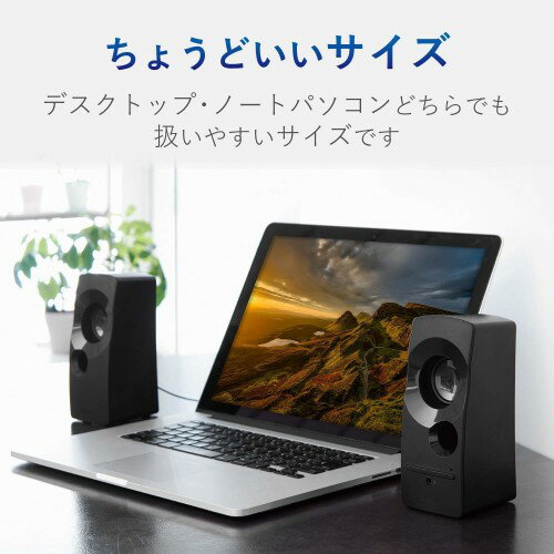 ELECOM パソコン用2.0ch重低音スピーカー MS-P09UXBK