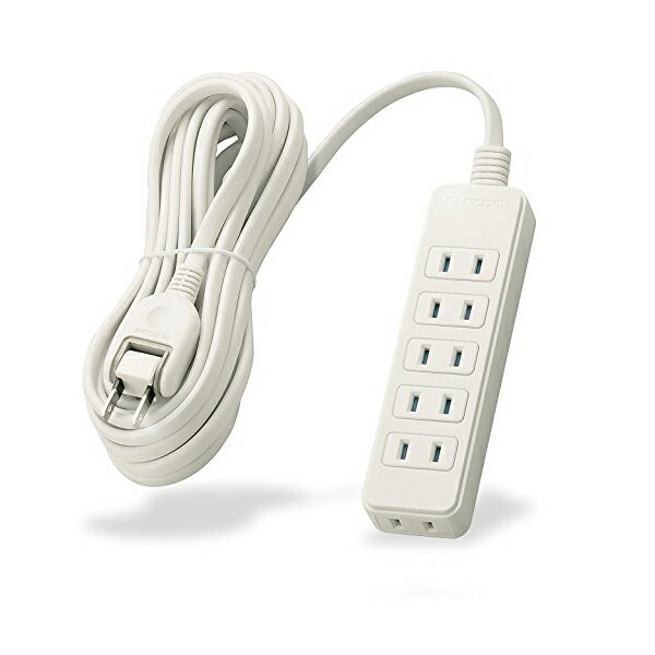 エレコム 延長コード 電源タップ 5m 2P 6個口 ほこり防止シャッター T-ST02-22650WH(1個入)