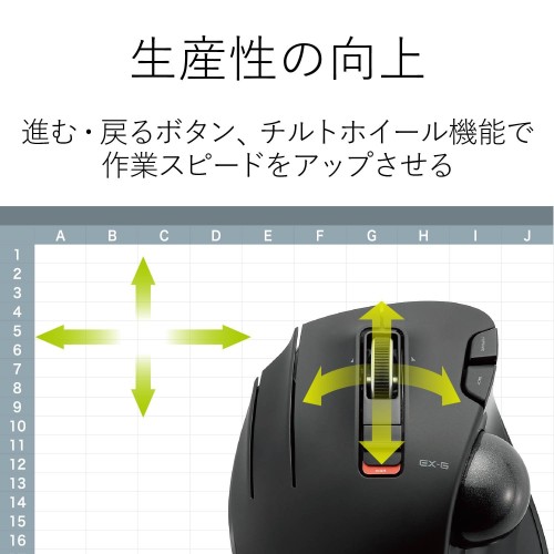 エレコム トラックボールマウス 無線 6ボタン 親指 左手用 握りやすい M-XT4DRBK(1個)