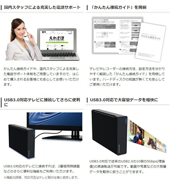 ELECOM ELD-CED040UBK USB3.0対応外付けハードディスク/ 4TB/ Black/ 法人専用| パソコン周辺機器 外付けハードディスクドライブ 外付けハードディスク 外付けHDD ハードディスク 外付け 外付 HDD USB
