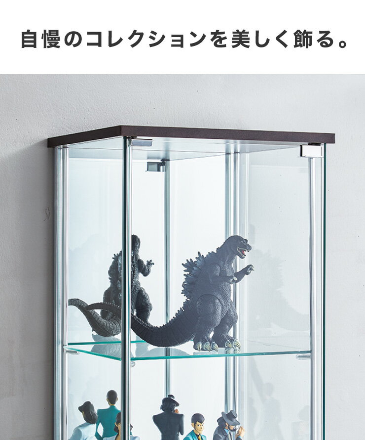 ガラスコレクションケース3段 背面ミラー付き(1コ入)