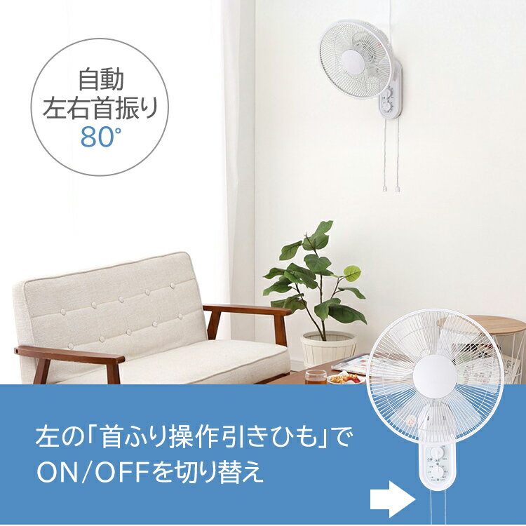 TEKNOS 30cm メカ式壁掛け扇風機 ホワイト IR-WF30M