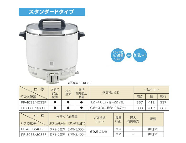 パロマ PR-403S 大型ガス炊飯器 1.2~4.0L 13A 都市ガス用 - man1bogor