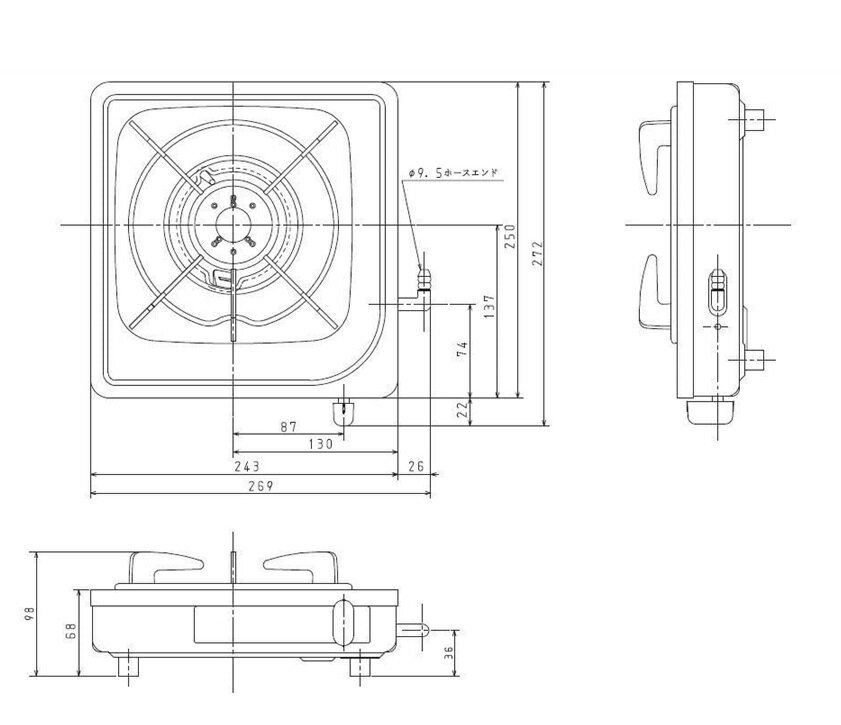 Paloma 1口ガスコンロ PA-E18S 12A・13A