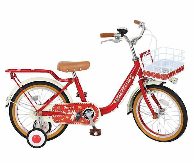 ハンドル 子供用自転車 リサとガスパール 16インチ 赤 レッド 適応身長101cm 119cm 補助輪付き かご付き 子供自転車 幼児 男の子 ジュニア 自転車 キッズ 子供 おしゃれ 自転車lab ことで