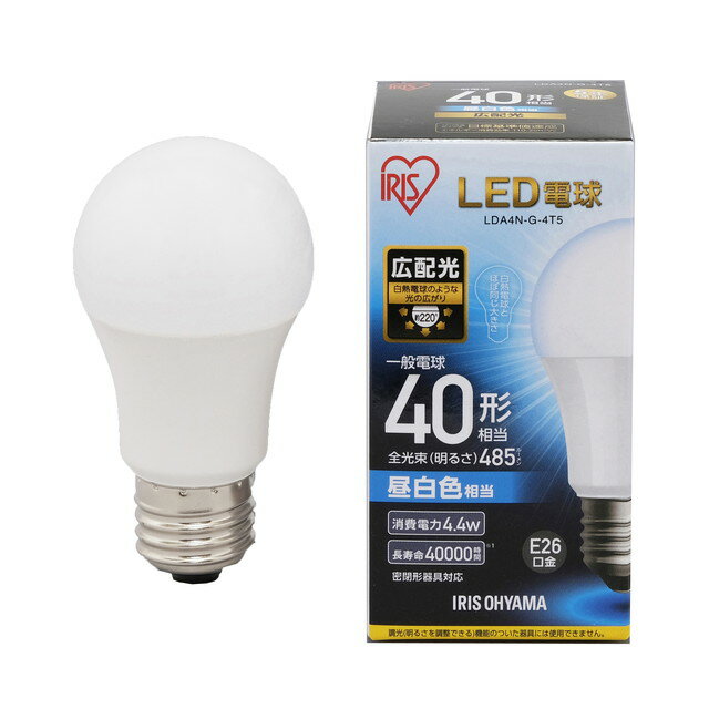 まとめ）アイリスオーヤマ LED電球40W E17 広配光 昼白色 4個セット