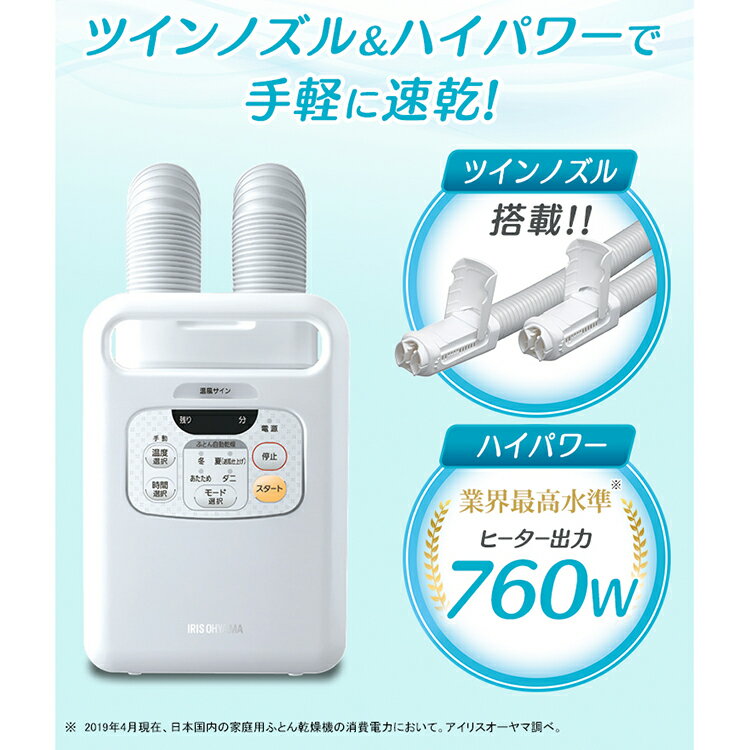美品 布団乾燥機 ツインノズル アイリスオーヤマ　FK-W1-WP Amazon | アイリスオーヤマ ふとん乾燥機 カラリエ ツインノズル