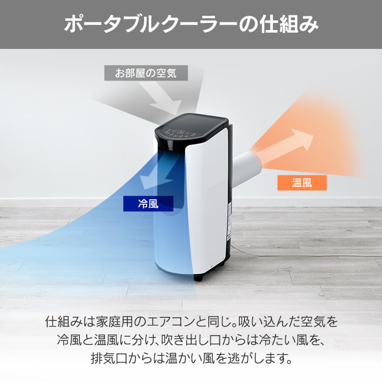 除湿機能搭載】 アイリスオーヤマ ポータブル クーラー エアコン 冷風