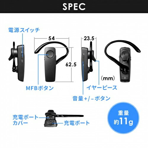 SANWA SUPPLY 防水Bluetooth片耳ヘッドセット MM-BTMH41WBKN
