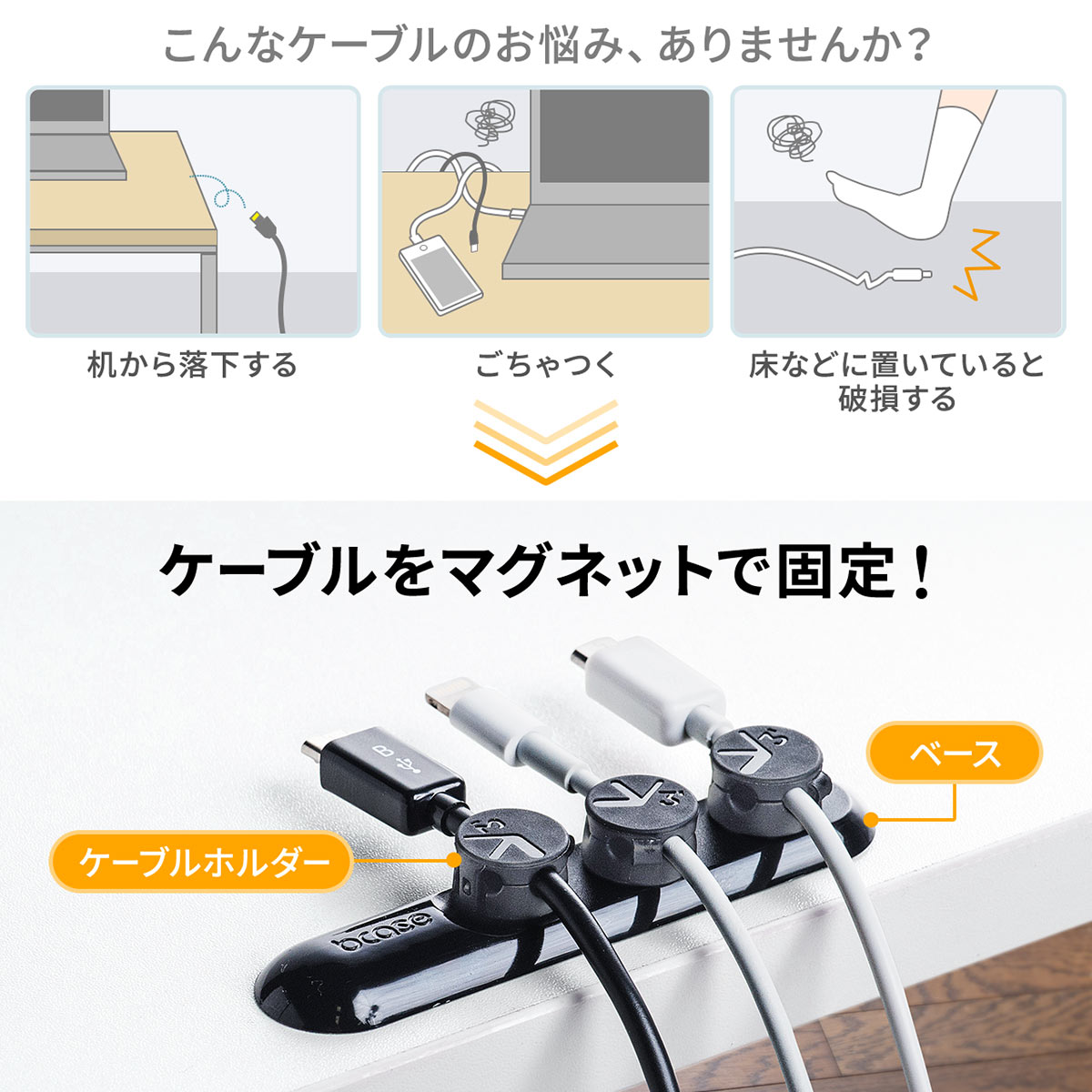 サンワサプライ マグネットケーブルホルダー 200-CA037/EZ2-CA037