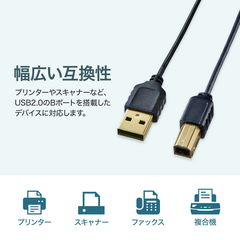 サンワサプライ極細USBケーブル A-マイクロB0.5m KU-SLAMCB05
