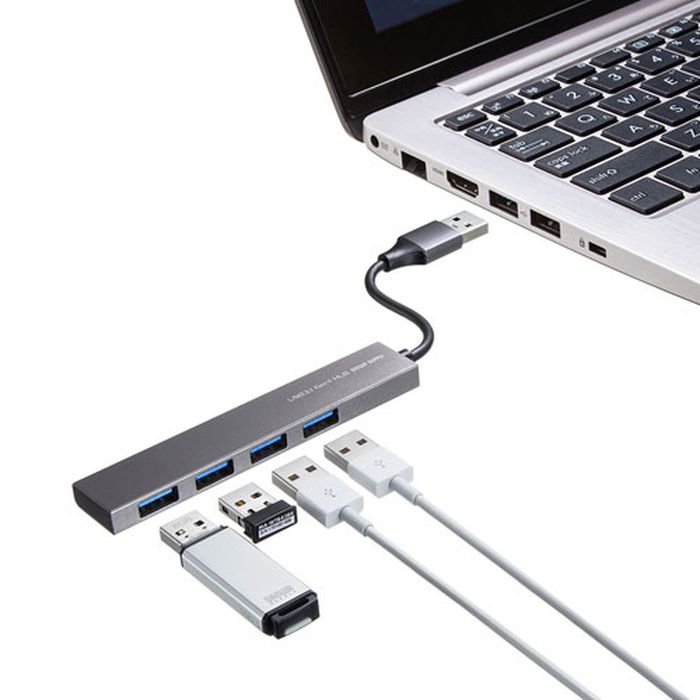 SANWA SUPPLY USB3.2 Gen1 4ポート スリムハブ USB-3H423SN